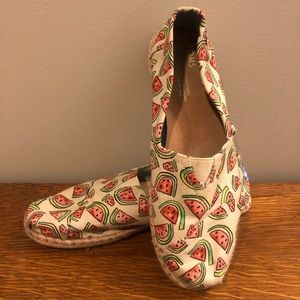 Tom’s Pink Watermelon Print Espadrille Flats